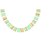 緑と金ゴールドの赤ちゃんシャワーようこそ世界のフットプリント バンティングフラッグ (全)