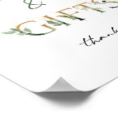 緑と金ゴールドの赤ちゃんシャワーカードとギフトサイン ポスター (角)