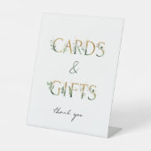 緑と金ゴールドの赤ちゃんシャワーカードとギフト 台座サイン (正面)