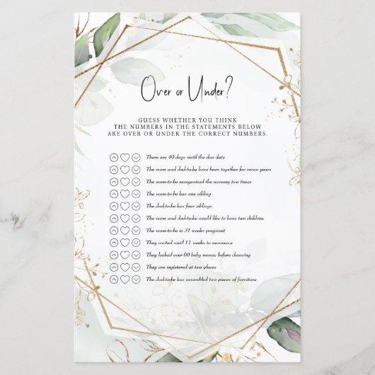 緑と金ゴールドの赤ちゃんシャワーゲームの前後？ (正面)