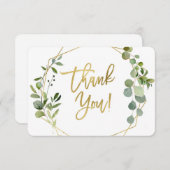 緑と金ゴールドの赤ちゃんシャワーサンキューカード サンキューカード (正面/裏面)