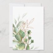 緑と金ゴールドの赤ちゃんシャワー 招待状 (裏面)