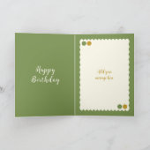 緑と金ゴールドの追加フォトシスター誕生日 カード (内部)