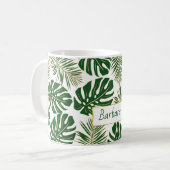 緑と金ゴールドの離れ熱帯のと名前 コーヒーマグカップ (正面左)