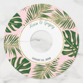 緑と金ゴールドの離れ熱帯のピ結婚ンク ワイングラスタグ (正面)