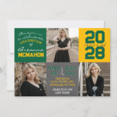 緑と金ゴールドの黒板3写真卒業 招待状 (正面)