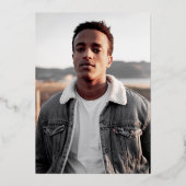 緑と金ゴールドはっきりしたの卒業パーティー 箔招待状 (裏面)