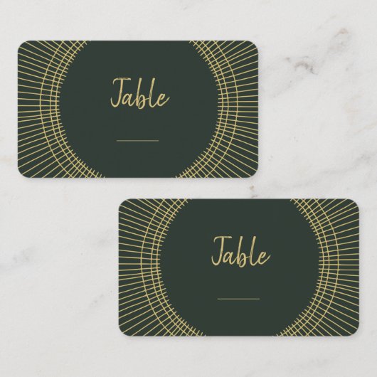 緑と金ゴールドアールヌーボー表番号座席表 プレイスカード (正面/裏面)