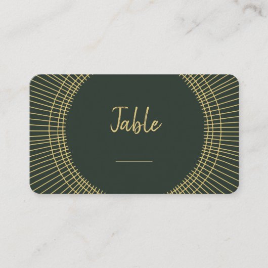 緑と金ゴールドアールヌーボー表番号座席表 プレイスカード (正面)