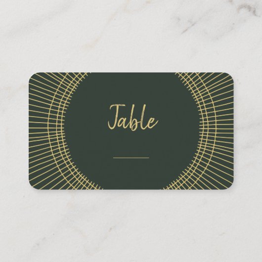 緑と金ゴールドアールヌーボー表番号座席表 プレイスカード (裏面)