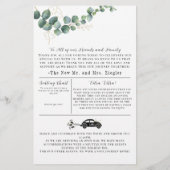 緑と金ゴールドエレガントな結婚式の旅程ハンドアウト 便箋 (裏面)