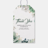 緑と金ゴールドエレガントの結婚植物学 ギフトタグ (正面)
