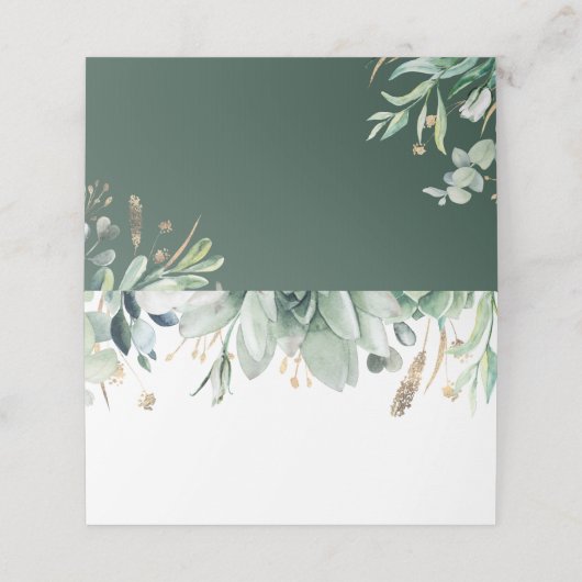 緑と金ゴールドエレガント庭園の結婚式 プレイスカード (外部開封)