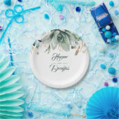 緑と金ゴールドエレガント庭園の結婚式 ペーパープレート (パーティー)