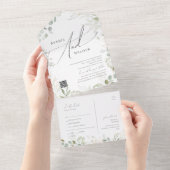 緑と金ゴールドカジュアルのQRコードシールと送信 オールインワン招待状 (貼ってはがせる)