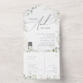 緑と金ゴールドカジュアルのQRコードシールと送信 オールインワン招待状 (内側)