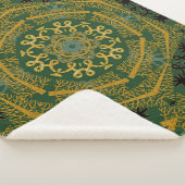 緑と金ゴールドクリスマスツリー幾何学曼荼羅 シェルパブランケット (3/4)