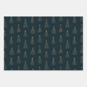 緑と金ゴールドクリスマスツリー ラッピングペーパーシート (正面3)