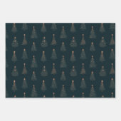 緑と金ゴールドクリスマスツリー ラッピングペーパーシート (正面)