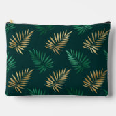 緑と金ゴールドグリッターオン熱帯離れ アクセサリーポーチ (正面)