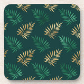 緑と金ゴールドグリッターオン熱帯離れ コースター (正面)