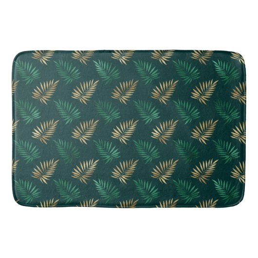 緑と金ゴールドグリッターオン熱帯離れ バスマット (正面)