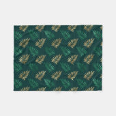 緑と金ゴールドグリッターオン熱帯離れ フリースブランケット (正面(横))