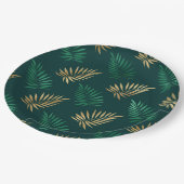 緑と金ゴールドグリッターオン熱帯離れ ペーパープレート (アングル)