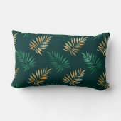 緑と金ゴールドグリッターオン熱帯離れ ランバークッション (裏面)