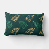 緑と金ゴールドグリッターオン熱帯離れ ランバークッション (正面)