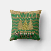 緑と金ゴールドグリッタークリスマスツリー クッション (裏面)