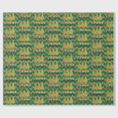 緑と金ゴールドグリッタークリスマスツリー ラッピングペーパー (フラット)