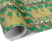 緑と金ゴールドグリッタークリスマスツリー ラッピングペーパー (ロールコーナー)