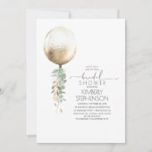 緑と金ゴールドグリッターバルーンブライダルシャワー 招待状 (正面)