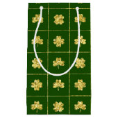 緑と金ゴールドグリッタールックシャムロック スモールペーパーバッグ (正面)