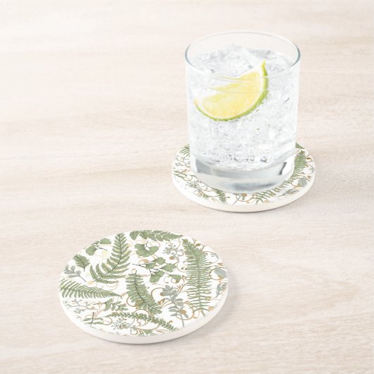 緑と金ゴールドシダ模様 コースター (側面)