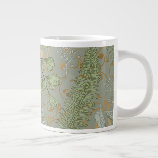 緑と金ゴールドシダ模様 ジャンボコーヒーマグカップ (右)