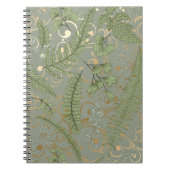 緑と金ゴールドシダ模様 ノートブック (正面)