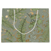 緑と金ゴールドシダ模様 ラージペーパーバッグ (正面)