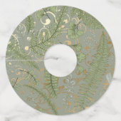 緑と金ゴールドシダ模様 ワイングラスタグ (正面)