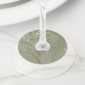 緑と金ゴールドシダ模様 ワイングラスタグ (クローズアップ)