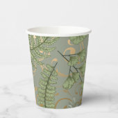 緑と金ゴールドシダ模様 紙コップ (左)