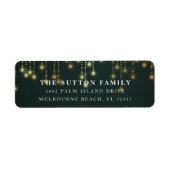 緑と金ゴールドストリングライト差出人住所 ラベル (正面)