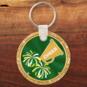 緑と金ゴールドチアリーダーキーホルダー パーソナライズされた キーホルダー (裏面)