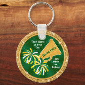 緑と金ゴールドチアリーダーキーホルダー パーソナライズされた キーホルダー (正面)