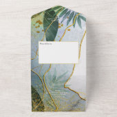 緑と金ゴールドトロピカル結婚ズ オールインワン招待状 (外側)