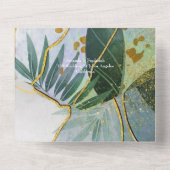 緑と金ゴールドトロピカル結婚ズ オールインワン招待状 (裏面)