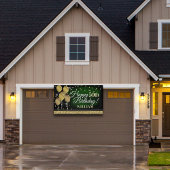 緑と金ゴールドハッピーバースデーバナー 横断幕