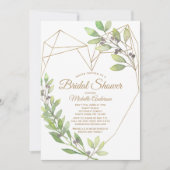 緑と金ゴールドハートブライダルシャワー 招待状 (正面)