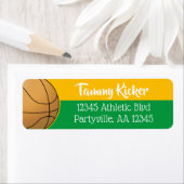 緑と金ゴールドバスケットボールアドレス ラベル (インサイチュ)